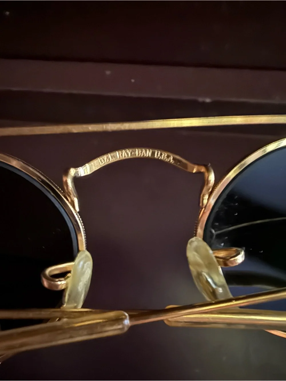 Ray-Ban Men’s Gold Frame Sunglasses with Black Lenses